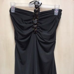 Black halter with gems along the center